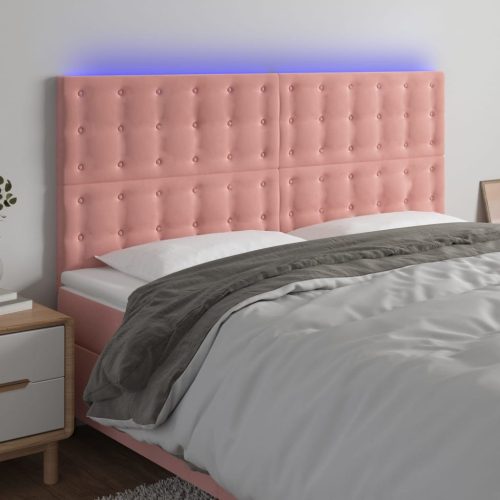 vidaXL rózsaszín bársony LED-es fejtámla 180x5x118/128 cm