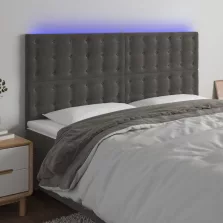   vidaXL sötétszürke bársony LED-es fejtámla 200x5x118/128 cm