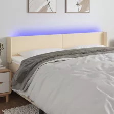   vidaXL krémszínű szövet LED-es fejtámla 163 x 16 x 78/88 cm