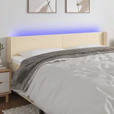   vidaXL krémszínű szövet LED-es fejtámla 203 x 16 x 78/88 cm