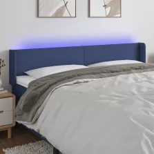 vidaXL kék szövet LED-es fejtámla 203 x 16 x 78/88 cm