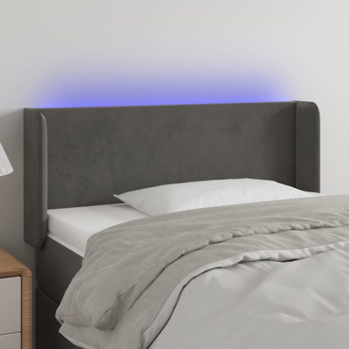 vidaXL sötétszürke bársony LED-es fejtámla 83 x 16 x 78/88 cm