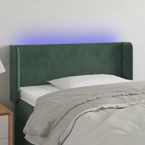 vidaXL sötétzöld bársony LED-es fejtámla 83 x 16 x 78/88 cm