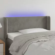   vidaXL világosszürke bársony LED-es fejtámla 93 x 16 x 78/88 cm
