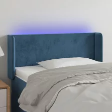   vidaXL sötétkék bársony LED-es fejtámla 103 x 16 x 78/88 cm