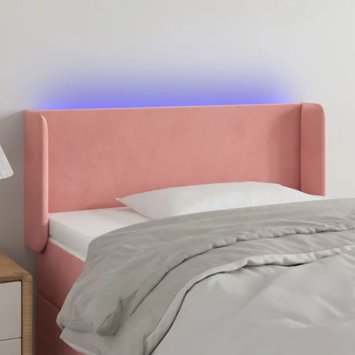 vidaXL rózsaszín bársony LED-es fejtámla 103x16x78/88 cm