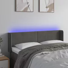   vidaXL sötétszürke bársony LED-es fejtámla 147 x 16 x 78/88 cm