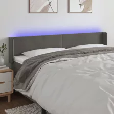   vidaXL sötétszürke bársony LED-es fejtámla 163 x 16 x 78/88 cm