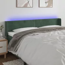   vidaXL sötétzöld bársony LED-es fejtámla 183 x 16 x 78/88 cm