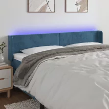   vidaXL sötétkék bársony LED-es fejtámla 203 x 16 x 78/88 cm