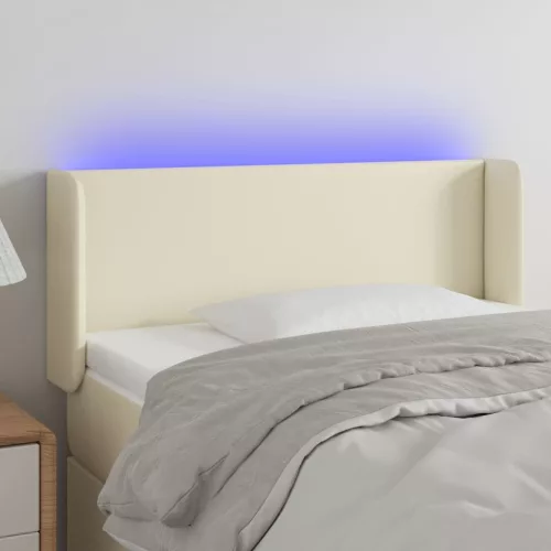 vidaXL krémszínű műbőr LED-es fejtámla 83 x 16 x 78/88 cm