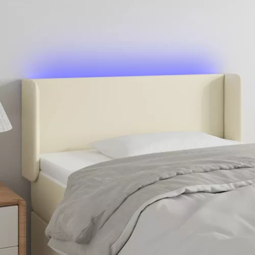 vidaXL krémszínű műbőr LED-es fejtámla 103 x 16 x 78/88 cm