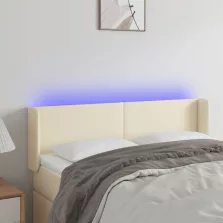   vidaXL krémszínű műbőr LED-es fejtámla 147 x 16 x 78/88 cm