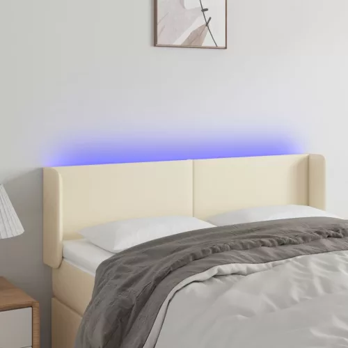 vidaXL krémszínű műbőr LED-es fejtámla 147 x 16 x 78/88 cm