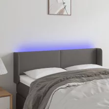   vidaXL szürke műbőr LED-es fejtámla szárnyakkal 147x16x78/88 cm