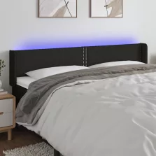 vidaXL fekete szövet LED-es fejtámla 183 x 16 x 78/88 cm