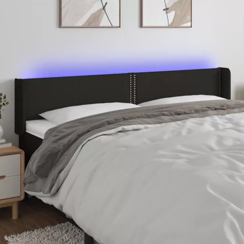 vidaXL fekete szövet LED-es fejtámla 183 x 16 x 78/88 cm