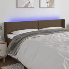   vidaXL sötétbarna szövet LED-es fejtámla 183 x 16 x 78/88 cm