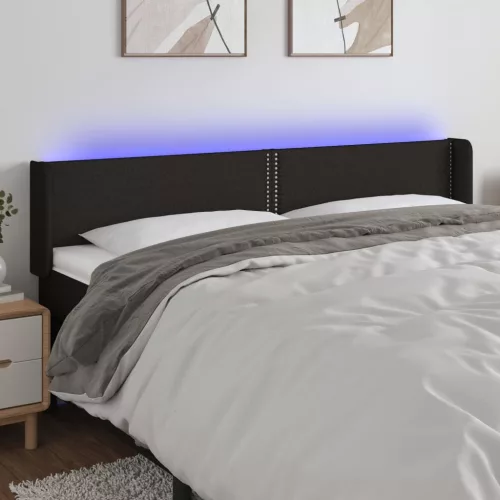vidaXL fekete szövet LED-es fejtámla 203 x 16 x 78/88 cm