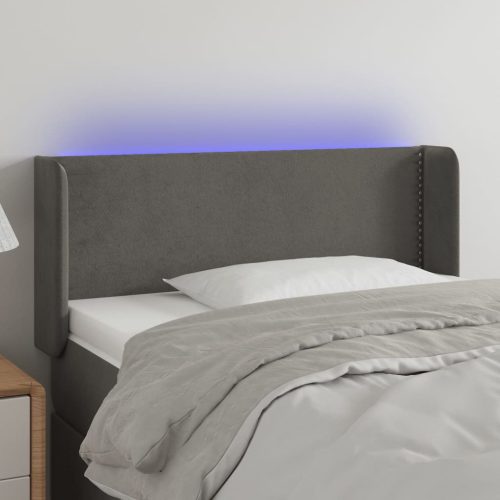 vidaXL sötétszürke bársony LED-es fejtámla 83 x 16 x 78/88 cm