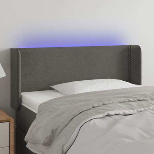 vidaXL sötétszürke bársony LED-es fejtámla 103 x 16 x 78/88 cm