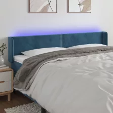   vidaXL sötétkék bársony LED-es fejtámla 183 x 16 x 78/88 cm