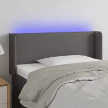   vidaXL szürke műbőr LED-es fejtámla szárnyakkal 103x16x78/88 cm