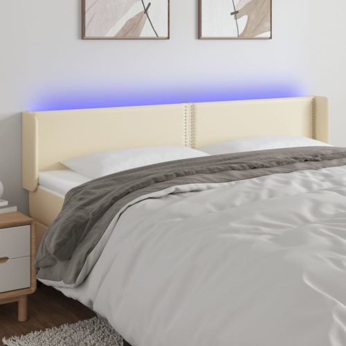 vidaXL krémszínű műbőr LED-es fejtámla 163 x 16 x 78/88 cm