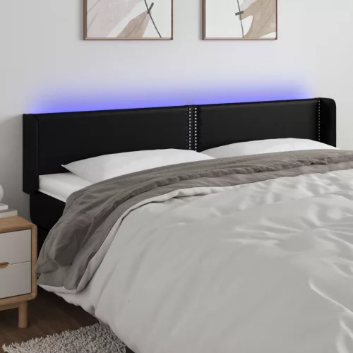 vidaXL fekete műbőr LED-es fejtámla 203 x 16 x 78/88 cm
