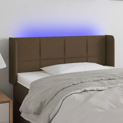 vidaXL sötétbarna szövet LED-es fejtámla 83 x 16 x 78/88 cm