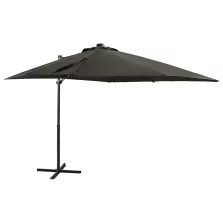   vidaXL antracitszürke konzolos napernyő rúddal és LED-fényekkel 250 cm