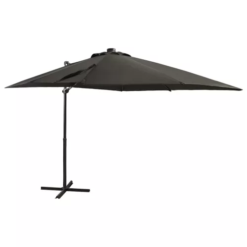 vidaXL antracitszürke konzolos napernyő rúddal és LED-fényekkel 250 cm