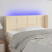   vidaXL krémszínű szövet LED-es fejtámla 93 x 16 x 78/88 cm