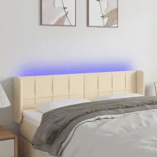   vidaXL krémszínű szövet LED-es fejtámla 147 x 16 x 78/88 cm