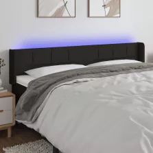 vidaXL fekete szövet LED-es fejtámla 163 x 16 x 78/88 cm