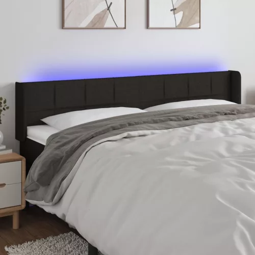 vidaXL fekete szövet LED-es fejtámla 183 x 16 x 78/88 cm
