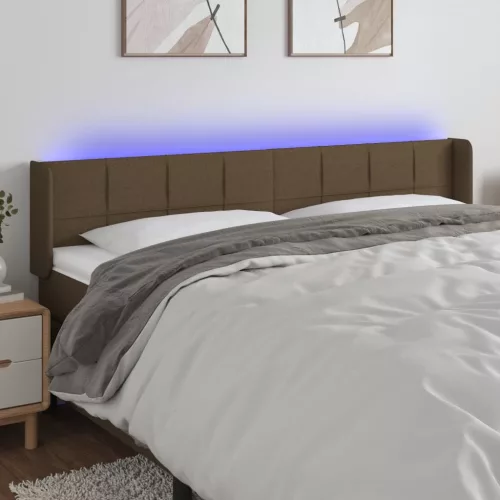 vidaXL sötétbarna szövet LED-es fejtámla 183 x 16 x 78/88 cm