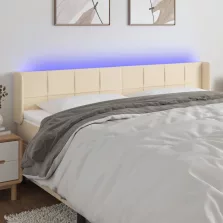   vidaXL krémszínű szövet LED-es fejtámla 183 x 16 x 78/88 cm