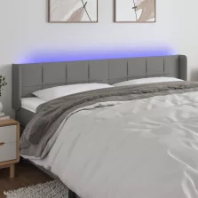   vidaXL sötétszürke szövet LED-es fejtámla 203 x 16 x 78/88 cm