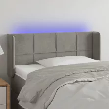   vidaXL világosszürke bársony LED-es fejtámla 83 x 16 x 78/88 cm