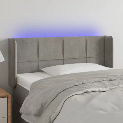 vidaXL világosszürke bársony LED-es fejtámla 83 x 16 x 78/88 cm