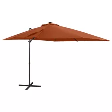   vidaXL terrakotta konzolos napernyő rúddal és LED-fényekkel 250 cm