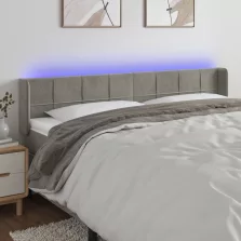   vidaXL világosszürke bársony LED-es fejtámla 203 x 16 x 78/88 cm