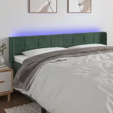  vidaXL sötétzöld bársony LED-es fejtámla 203 x 16 x 78/88 cm