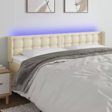   vidaXL krémszínű műbőr LED-es fejtámla 163 x 16 x 78/88 cm