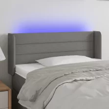   vidaXL sötétszürke szövet LED-es fejtámla 83 x 16 x 78/88 cm