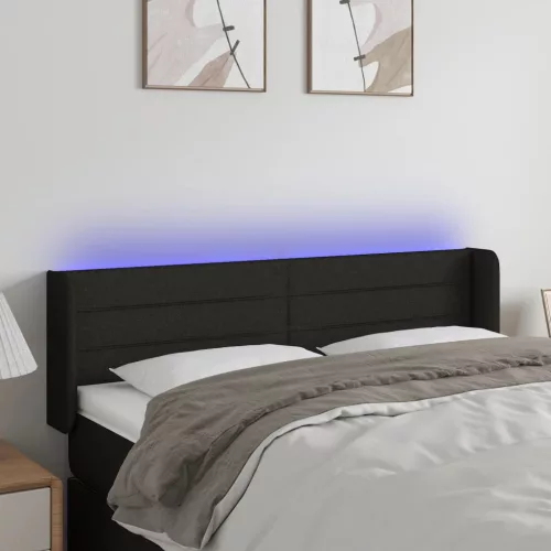 vidaXL fekete szövet LED-es fejtámla 147 x 16 x 78/88 cm