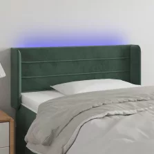   vidaXL sötétzöld bársony LED-es fejtámla 83 x 16 x 78/88 cm