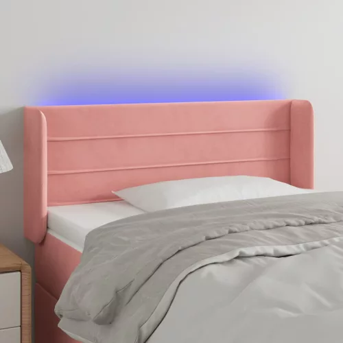 vidaXL rózsaszín bársony LED-es fejtámla 83 x 16 x 78/88 cm