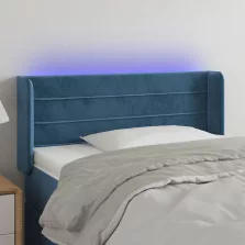   vidaXL sötétkék bársony LED-es fejtámla 103 x 16 x 78/88 cm